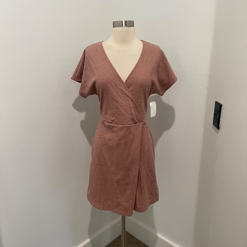 Madewell Crossover Flutter Sleeve Dress Mauve Women's S NWOT